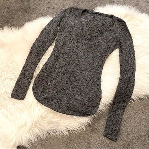 Grey henley-style top